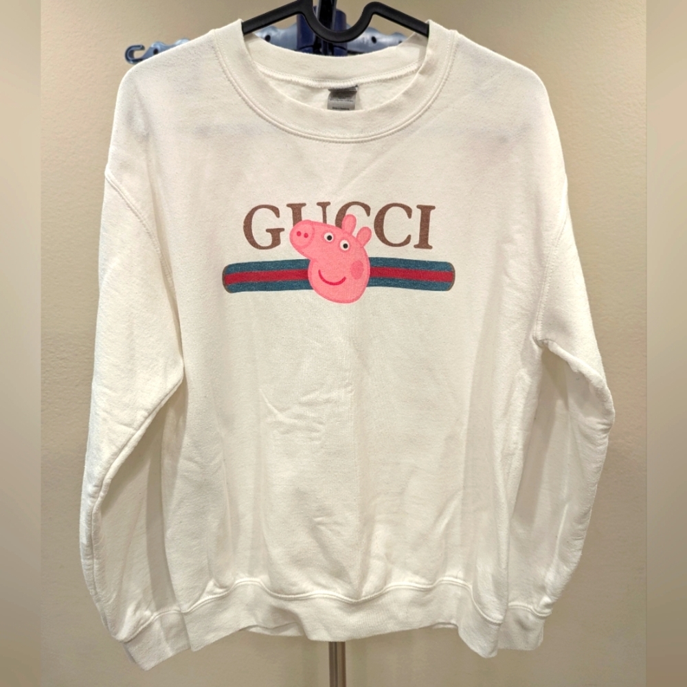 Gucci White Sweatshirt with Peppa Pig Design Unisex S